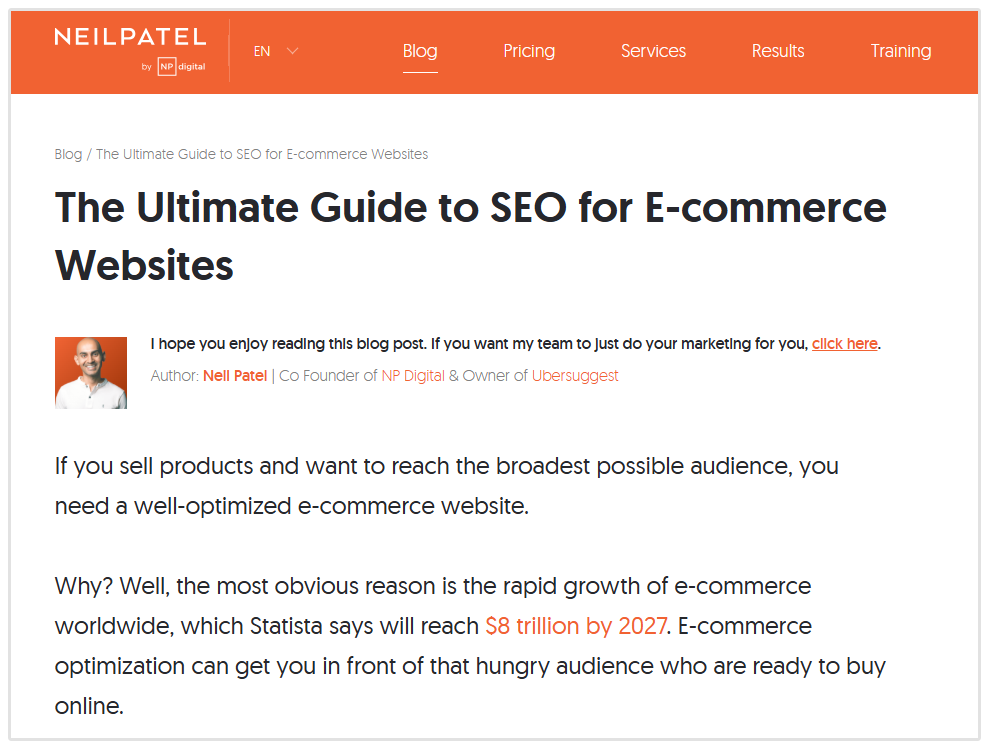 Panduan Neil Patel tentang SEO eCommerce